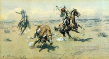 American Indians Painting - the bolter 2 1903 Charles Marion Russell American Indians